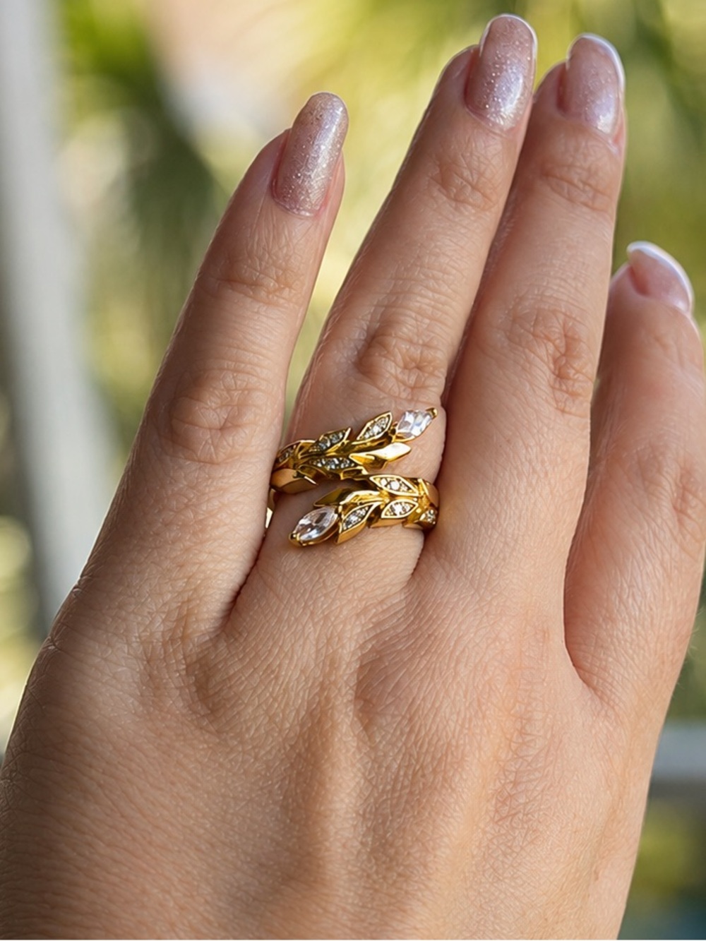 Gold Leaf Wrap Ring - Size 7